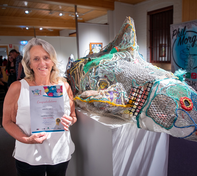 Heather Johnston, Waste to Art Category 1 Winner with her creativion "Marine Debris (Debi)"