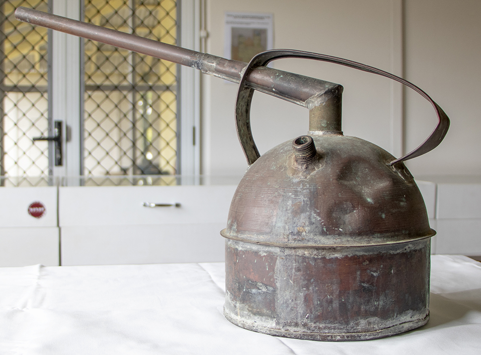 A steam kettle used for relieving croup