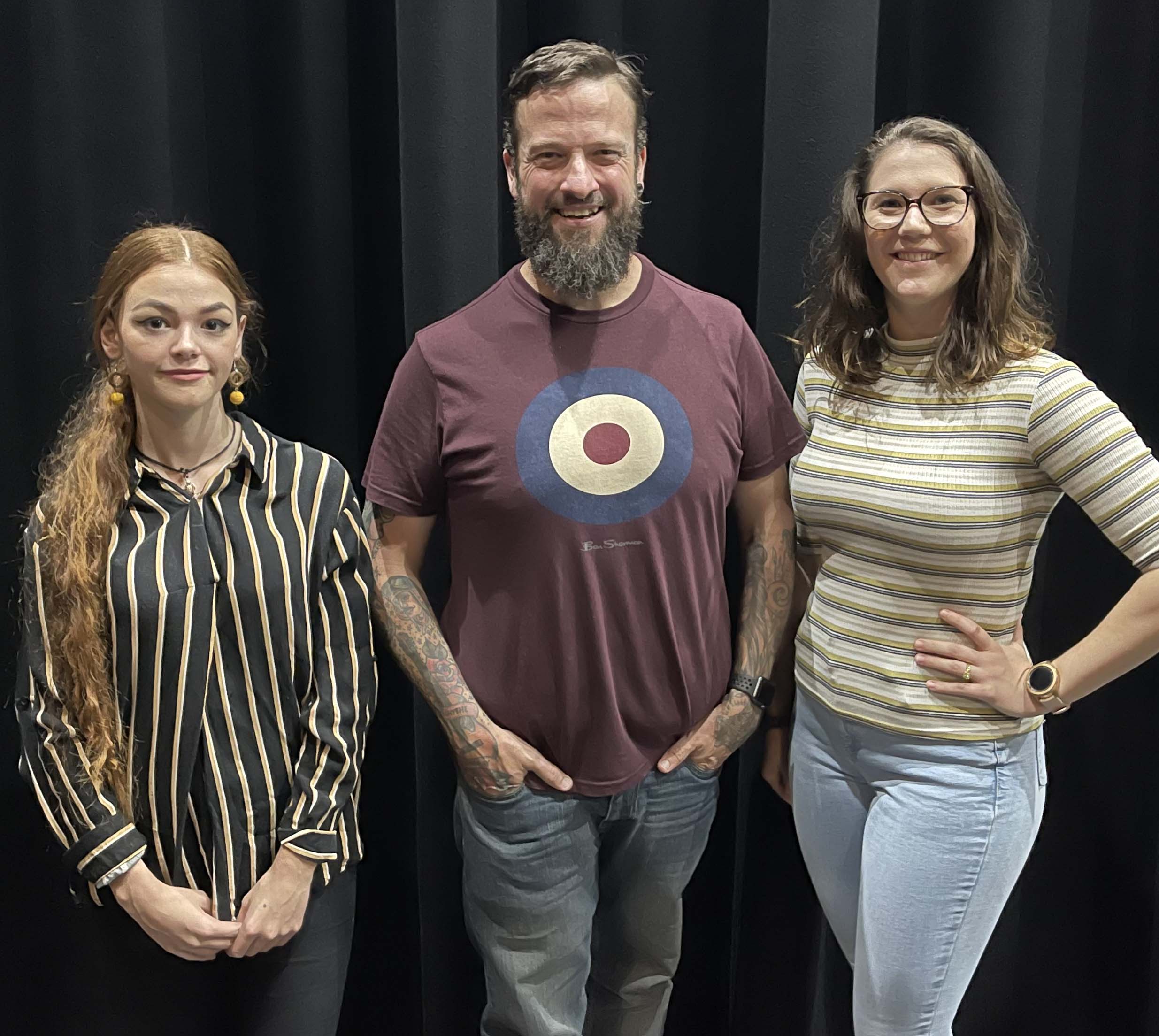 The Brolga Theatre&#039;s production of Wicked: The Untold Story of the Witches of Oz lead cast members Juliet Burvill, Derek F. Smith and Jaala Wootton.